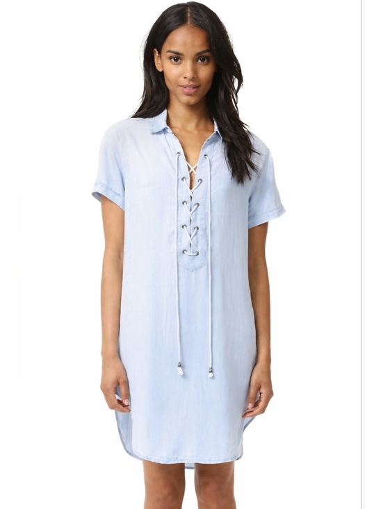 Rails Dresses & Skirts - Rails Rocky Lace Up Chambray Shift Dress Blue Size M